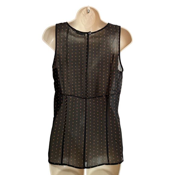 Halogen Black & Brown Polka Dot Sheer Sleeveless Top Size S - Picture 5 of 11